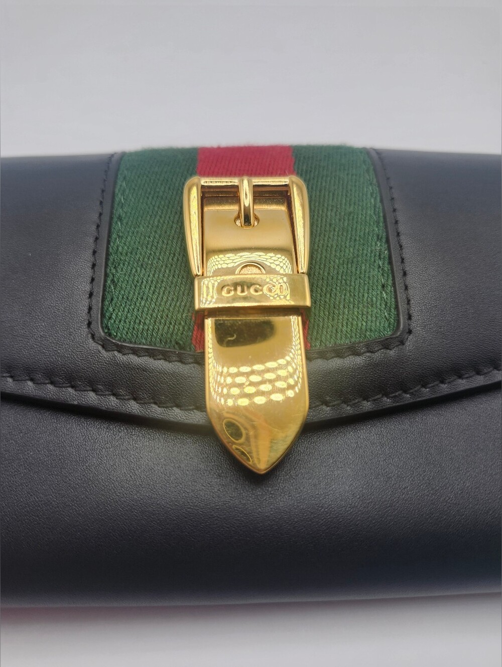 Authentic Gucci Black Sylvie Continental Wallet On Chain W Gucci Dustbag - Picture 12 of 12